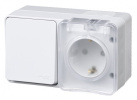 Блок ОП AtlasDesign Profi54 (роз 16А 250В с з/м  шторки + 1-кл. выкл. ) IP54 бел. ATN540170