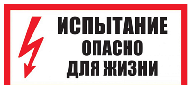 Знак "ИСПЫТАНИЕ! ОПАСНО ДЛЯ ЖИЗНИ!"  150х300мм  2025